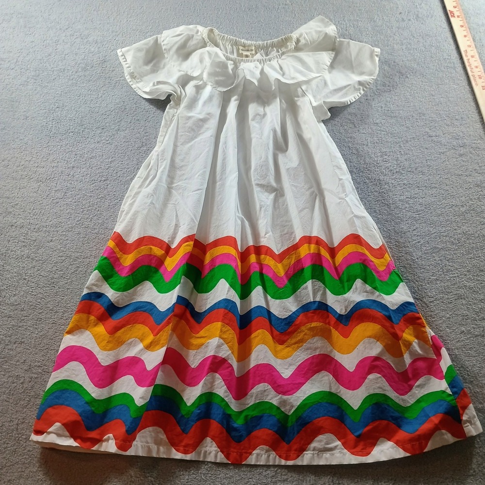 Tucker + Tate Girls Rainbow Wave Ruffle Cotton Dress White Size 6 Flutter Sleeve